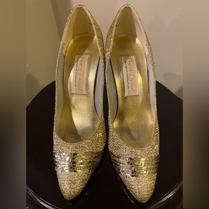 Gold high heels